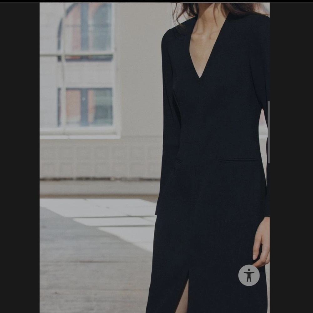Elegant Black V-Neck Dress by Zara, Medium